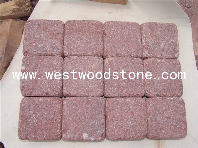 China factory direct sale red porphyry cheap outdoor paving stone tile