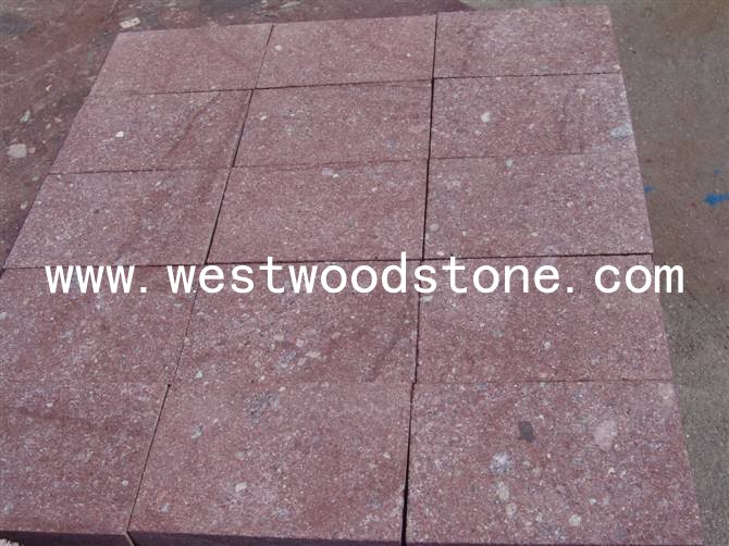 China factory direct sale red porphyry cheap outdoor paving stone tile