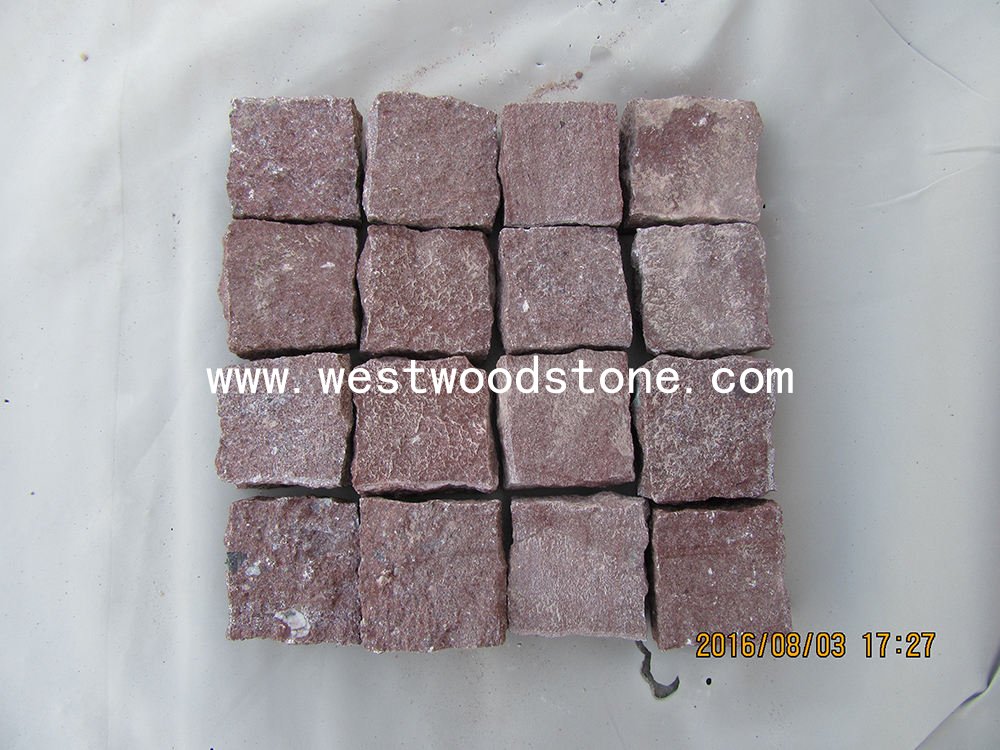 Split Surface China Red Porphyry Granite Cobble stones Pavers